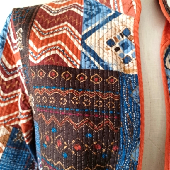 NWOT Alfred Dunner Patchwork Open Front Rich Colors Quilted Jacket/ Blazer Sm - Picture 5 of 9